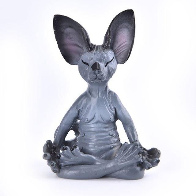 Dekoratif Yoga Yapan Kedi Biblo Meditasyon Minyatür 8 cm Sfenks Kedisi Dekor Masaüstü Ev Dekorasyon Pembe Siyah