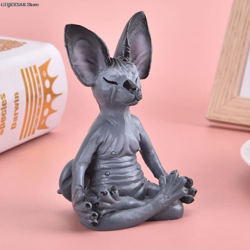 Dekoratif Yoga Yapan Kedi Biblo Meditasyon Minyatür 8 cm Sfenks Kedisi Dekor Masaüstü Ev Dekorasyon