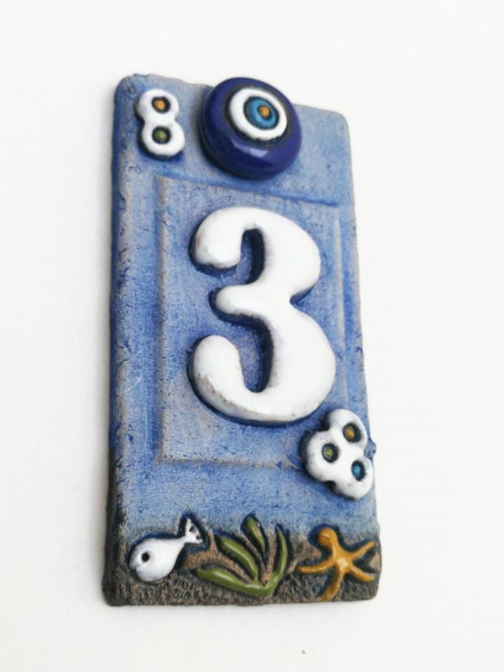 Özel Tasarım  Seramik 3 Kapı Numarası Kapı Önü Aksesuar