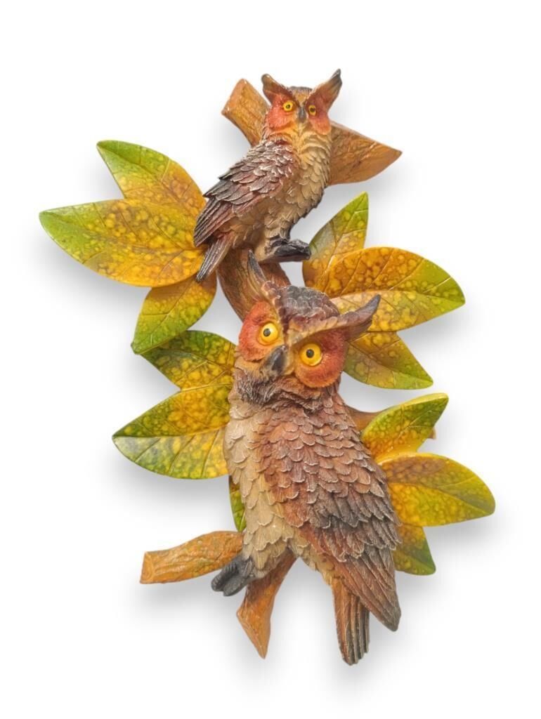 Dekoratif Canlı Renk İkili Baykuş Duvar Süsü Zarif Ev ve Bahçe Dekorasyonu için Şık Aksesuar