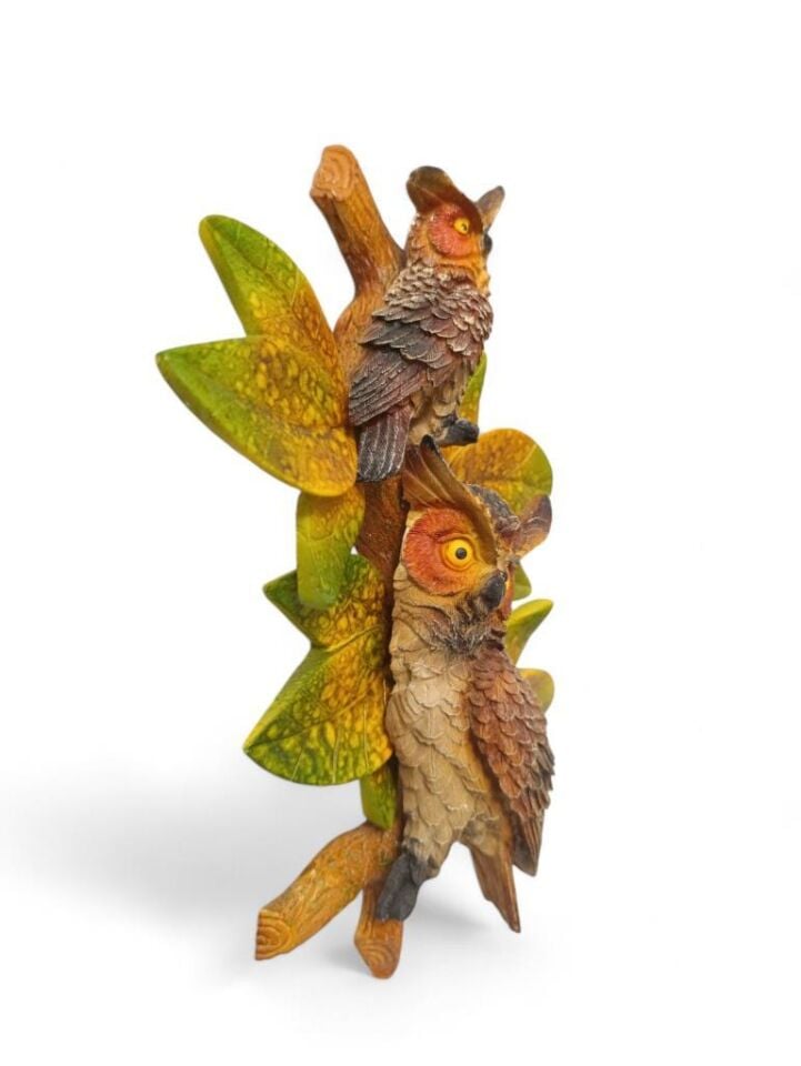 Dekoratif Canlı Renk İkili Baykuş Duvar Süsü Zarif Ev ve Bahçe Dekorasyonu için Şık Aksesuar