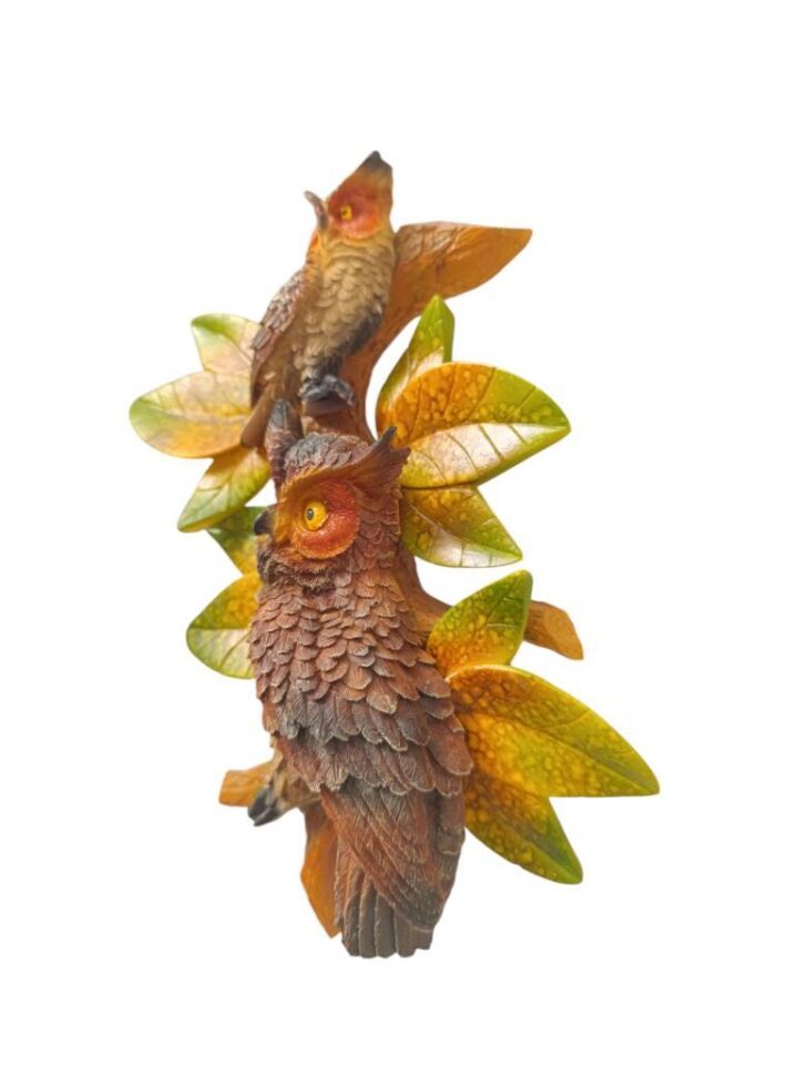 Dekoratif Canlı Renk İkili Baykuş Duvar Süsü Zarif Ev ve Bahçe Dekorasyonu için Şık Aksesuar