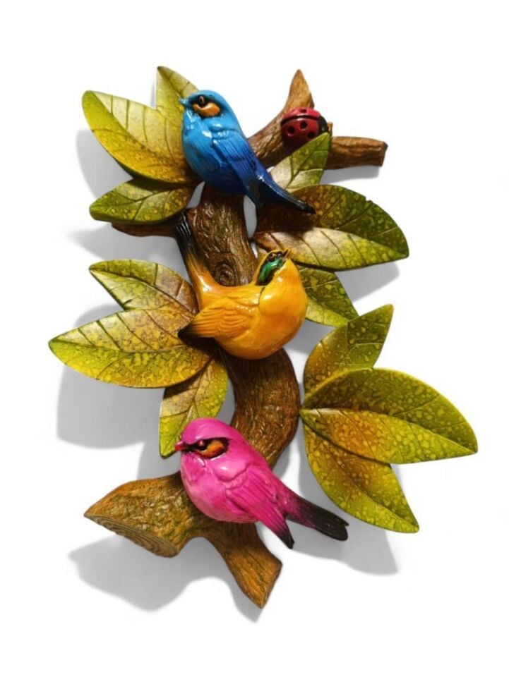 Dekoratif Canlı Renk Sevimli Kuşlar Figürlü Duvar Süsü Zarif Ev ve Bahçe Dekorasyonu için Şık Aksesuar