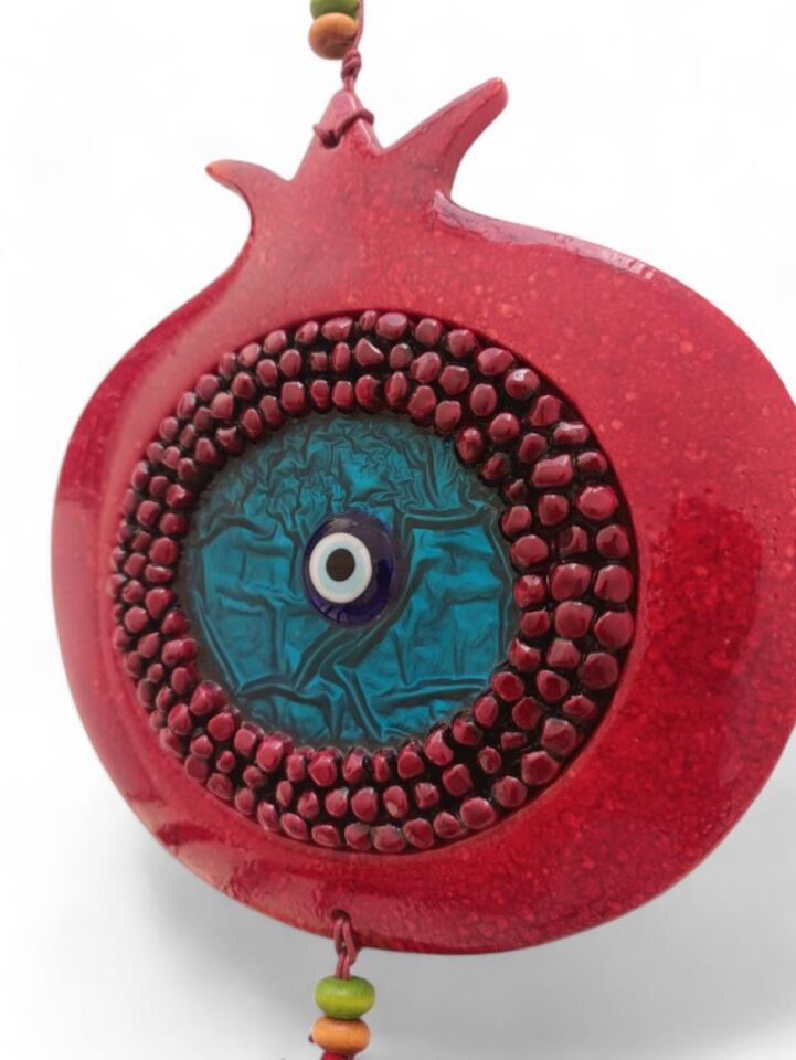 Dekoratif Canlı Renk İkili Nar Figürlü Duvar Süsü Nazarlık Zarif Ev ve Bahçe Dekorasyonu için Şık Aksesuar