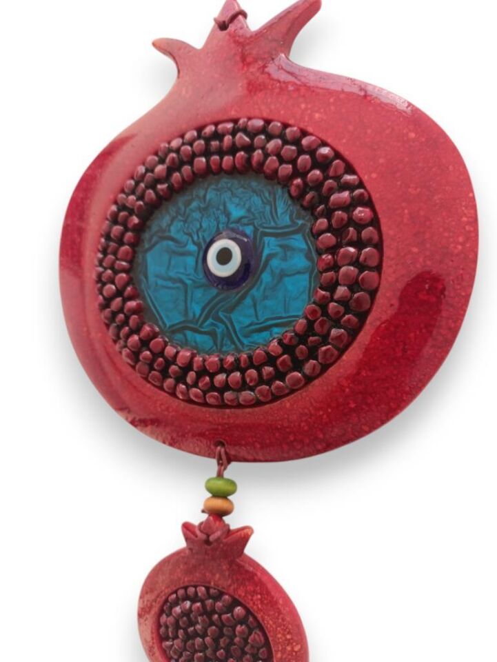 Dekoratif Canlı Renk İkili Nar Figürlü Duvar Süsü Nazarlık Zarif Ev ve Bahçe Dekorasyonu için Şık Aksesuar