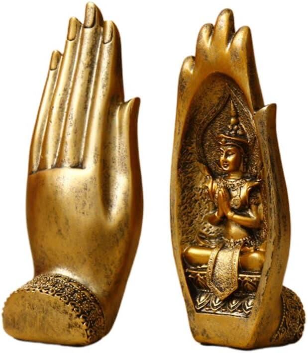 Dekoratif İkili El Buda Heykeli Tathagata Yoga ve Meditasyon İçin Mandala El Heykelleri Feng Shui Ev Dekorasyonu Aksesuarları