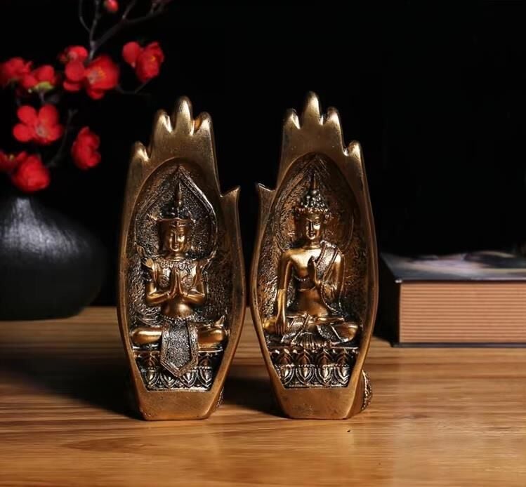 Dekoratif İkili El Buda Heykeli Tathagata Yoga ve Meditasyon İçin Mandala El Heykelleri Feng Shui Ev Dekorasyonu Aksesuarları