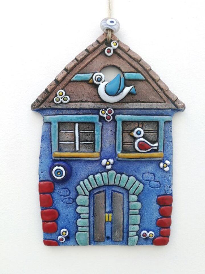 Özel Tasarım Seramik Ev Büyük Boy Hediyelik Duvar Süsü