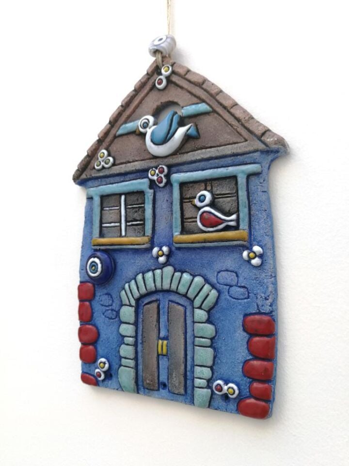 Özel Tasarım Seramik Ev Büyük Boy Hediyelik Duvar Süsü