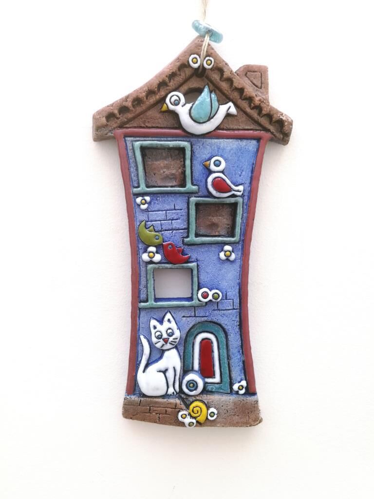 Özel Tasarım Kedili Ev Dekoratif Duvar Süsü Büyük Boy