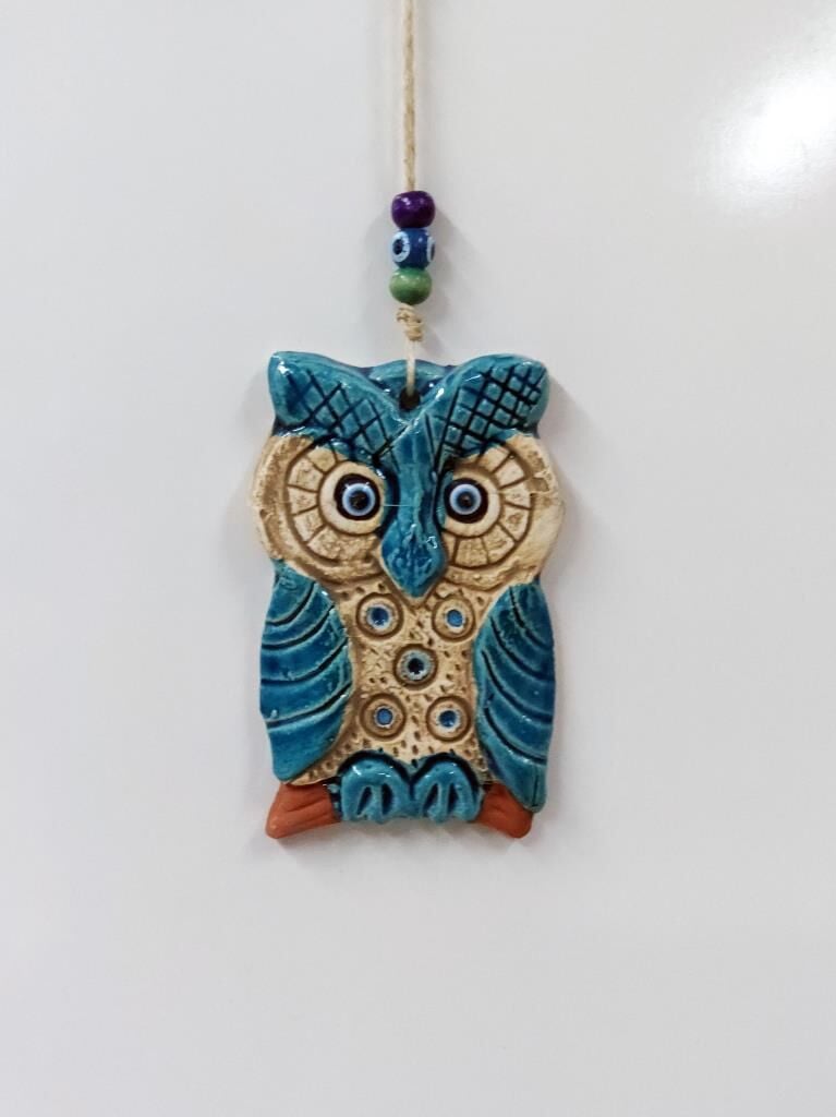 Seramik Mini Baykuş Dekoratif Duvar Süsü 8x12 cm