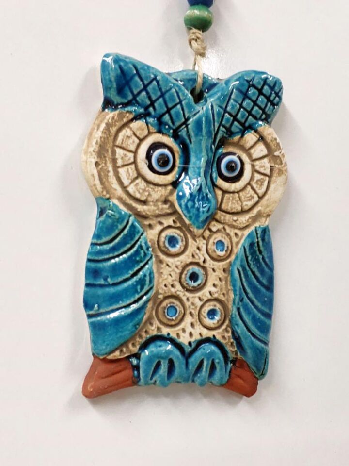 Seramik Mini Baykuş Dekoratif Duvar Süsü 8x12 cm