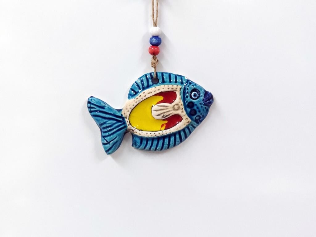 Seramik Mini Balık Dekoratif Duvar Süsü 12x8 cm