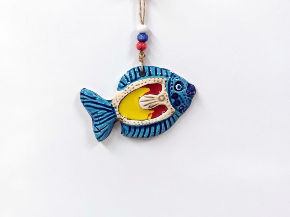 Seramik Mini Balık Dekoratif Duvar Süsü 12x8 cm