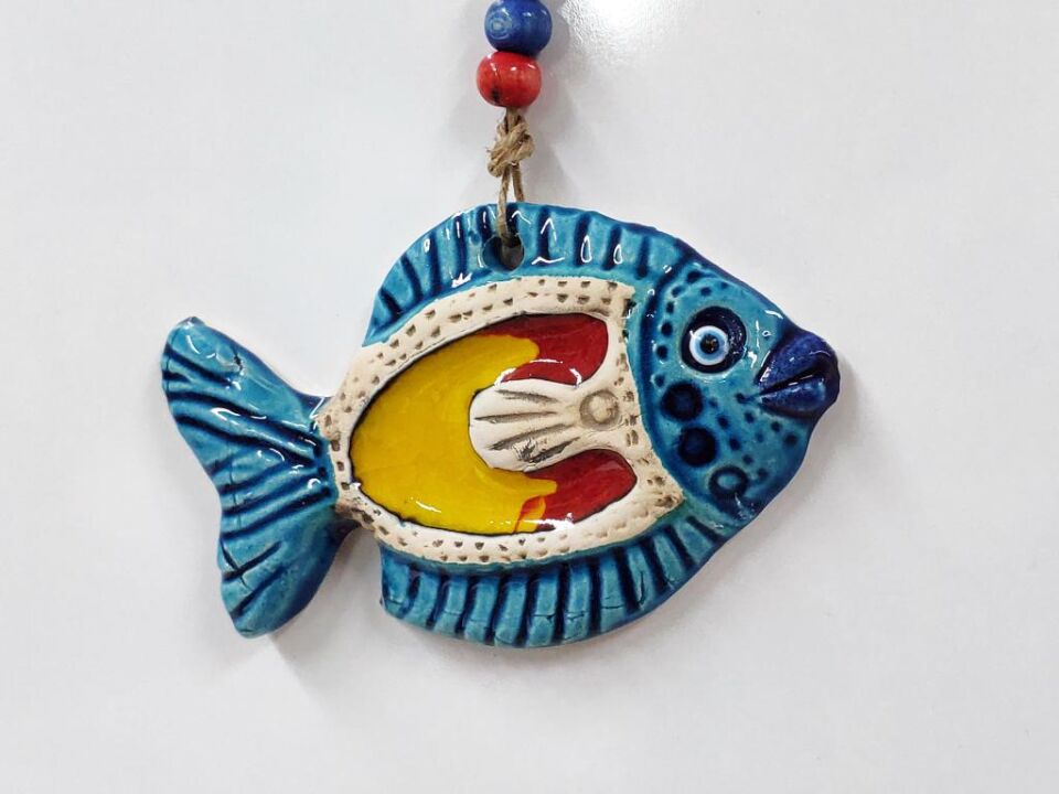 Seramik Mini Balık Dekoratif Duvar Süsü 12x8 cm