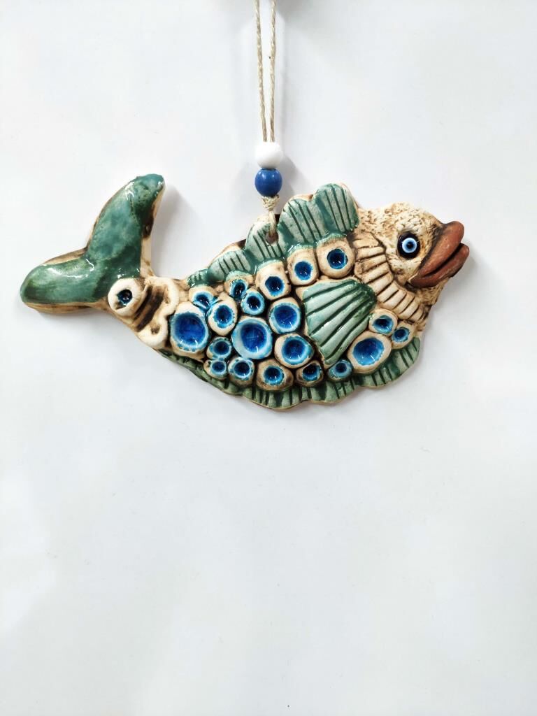 Seramik Mini Balık Dekoratif Duvar Süsü 18x10 cm