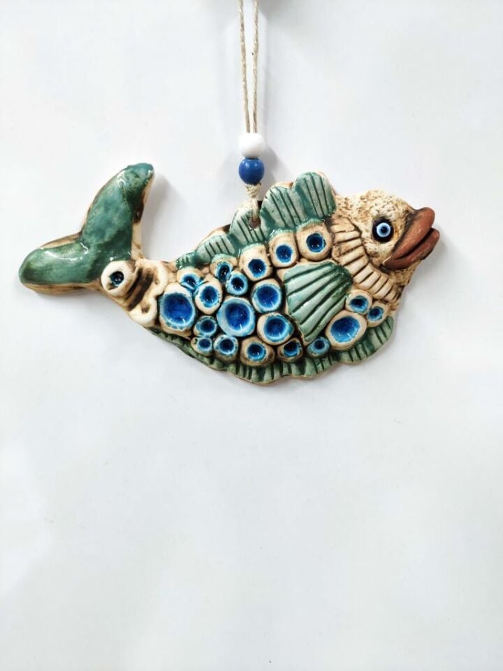 Seramik Mini Balık Dekoratif Duvar Süsü 18x10 cm