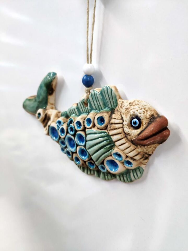 Seramik Mini Balık Dekoratif Duvar Süsü 18x10 cm