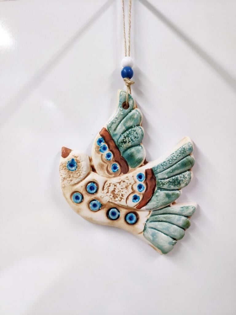 Seramik Mini Kuş Dekoratif Duvar Süsü 14x13 cm