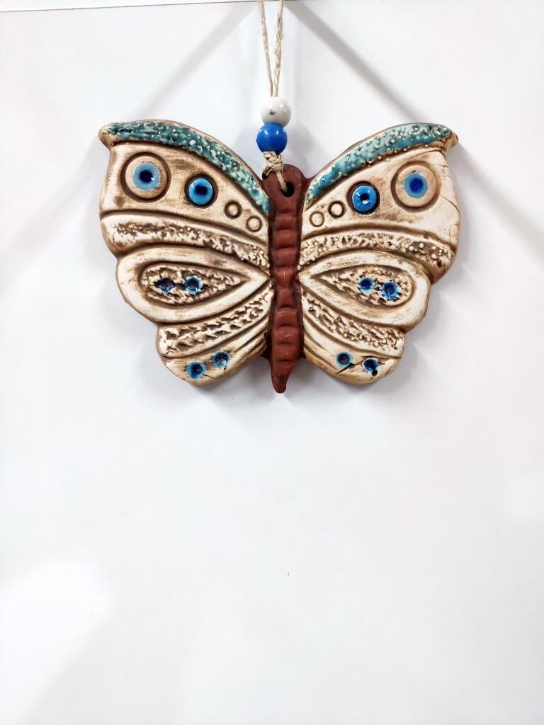 Seramik Mini Kelebek Dekoratif Duvar Süsü 13x10 cm