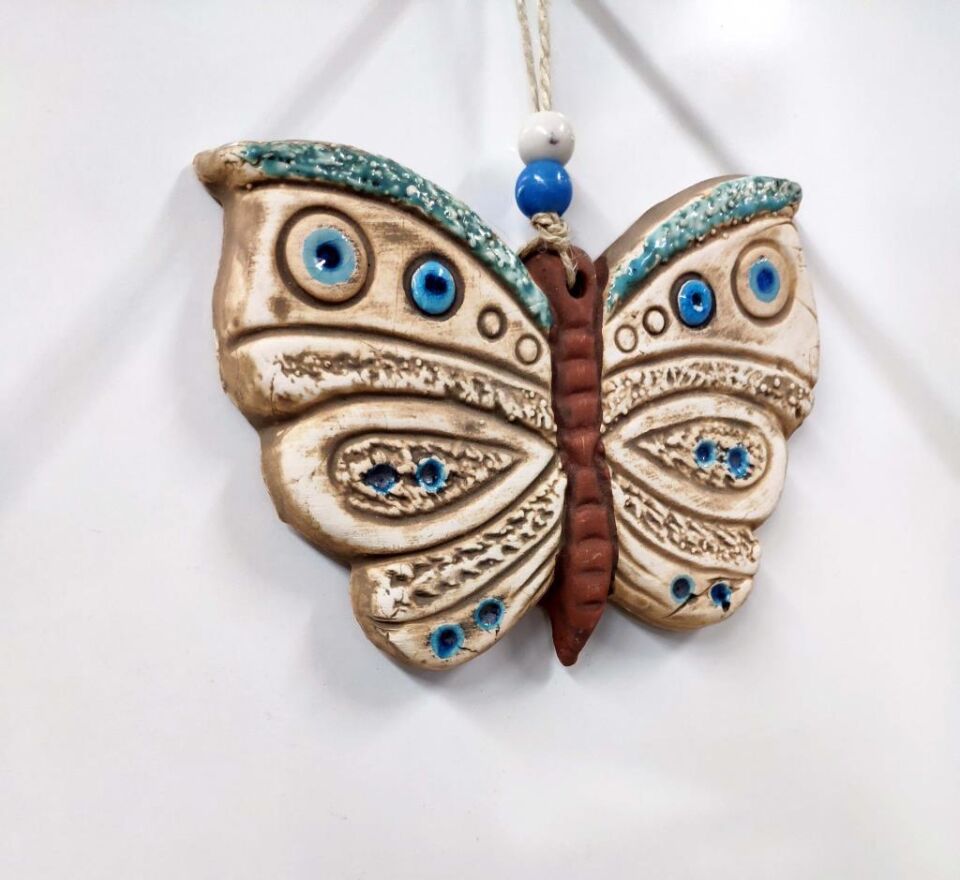 Seramik Mini Kelebek Dekoratif Duvar Süsü 13x10 cm