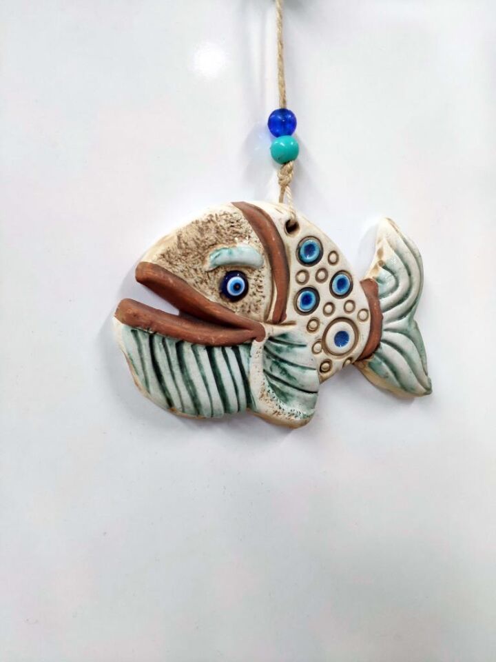 Seramik Mini Balina Figürlü Dekoratif Duvar Süsü 15x10 cm