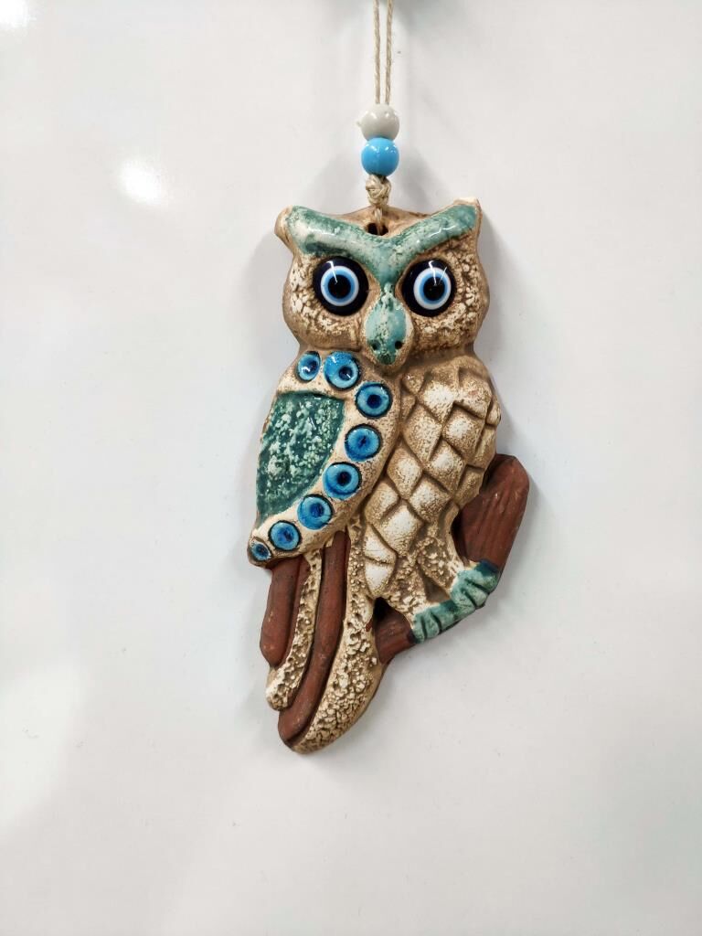Seramik Mini Baykuş Dekoratif Duvar Süsü 9x18 cm