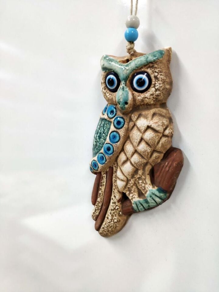 Seramik Mini Baykuş Dekoratif Duvar Süsü 9x18 cm