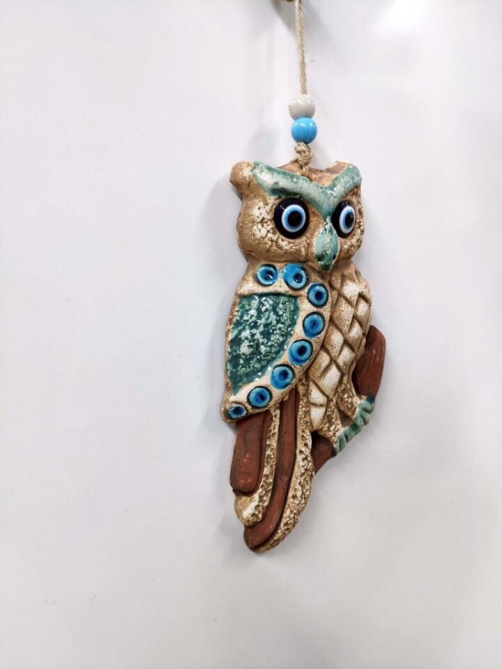 Seramik Mini Baykuş Dekoratif Duvar Süsü 9x18 cm