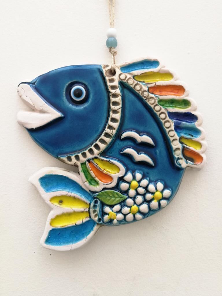 Seramik Kıvrık Balık  Dekoratif Duvar Süsü