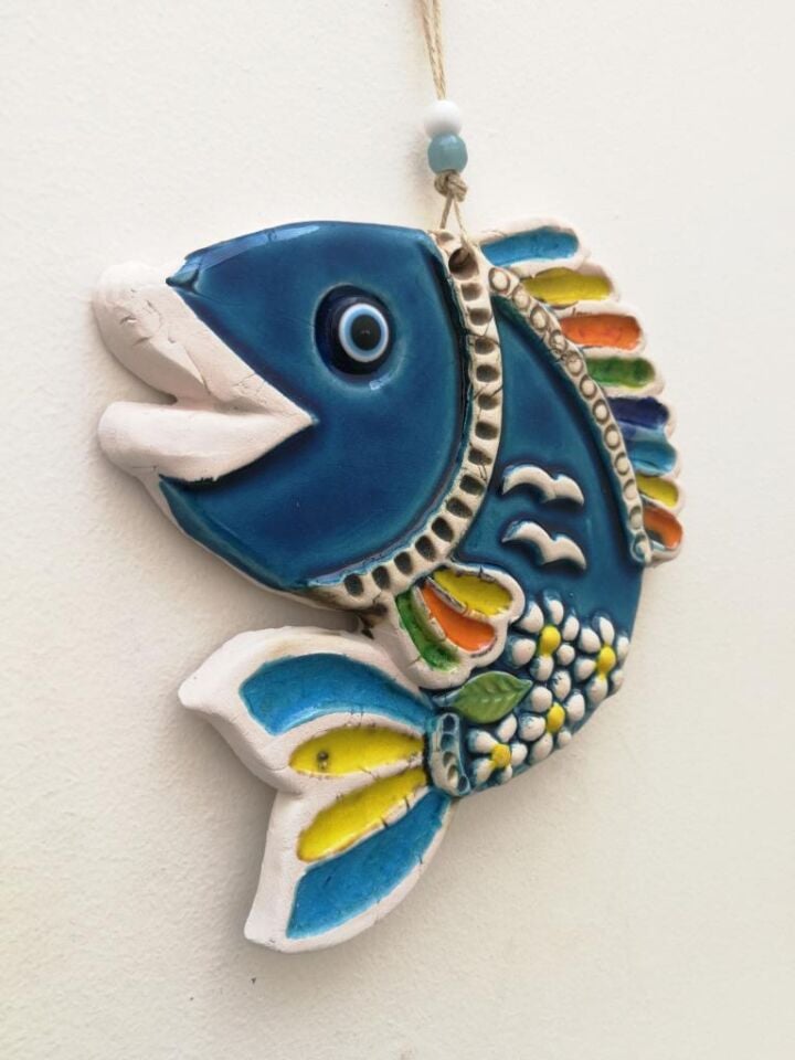 Seramik Kıvrık Balık  Dekoratif Duvar Süsü