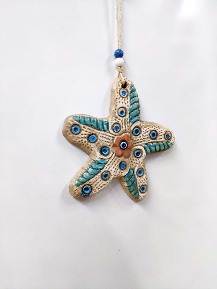 Seramik Mini Deniz Yıldızı Dekoratif Duvar Süsü 15x15 cm