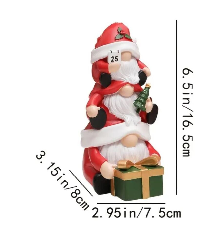 Dekoratif Üçlü Şans Cücesi Noel Babalar Yılbaşı Süs Masa Dekoru Biblo Yeni Yıl Aksesuar