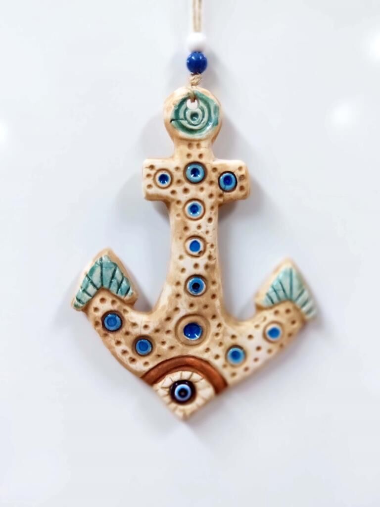 Seramik Mini Çapa Dekoratif Duvar Süsü 13x17 cm