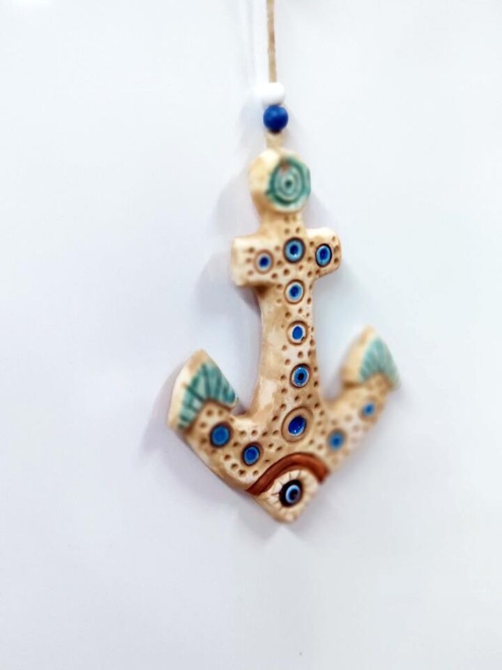 Seramik Mini Çapa Dekoratif Duvar Süsü 13x17 cm