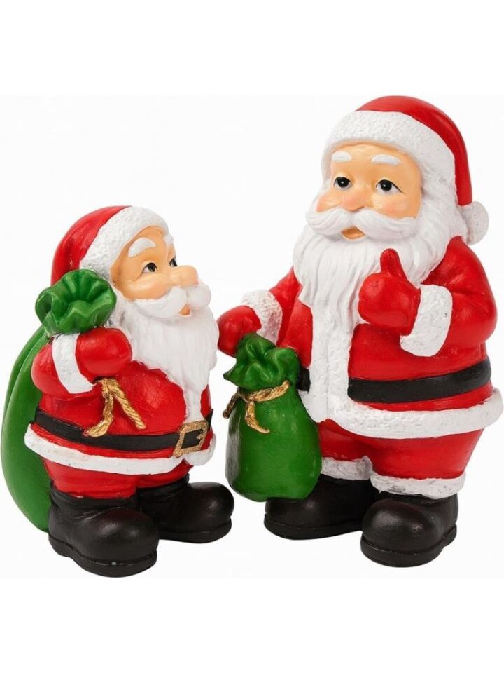 Dekoratif İkili Noel Baba Biblosu Noel Dekorasyon Figürü Hediyelik Yeni Yıl Süsü