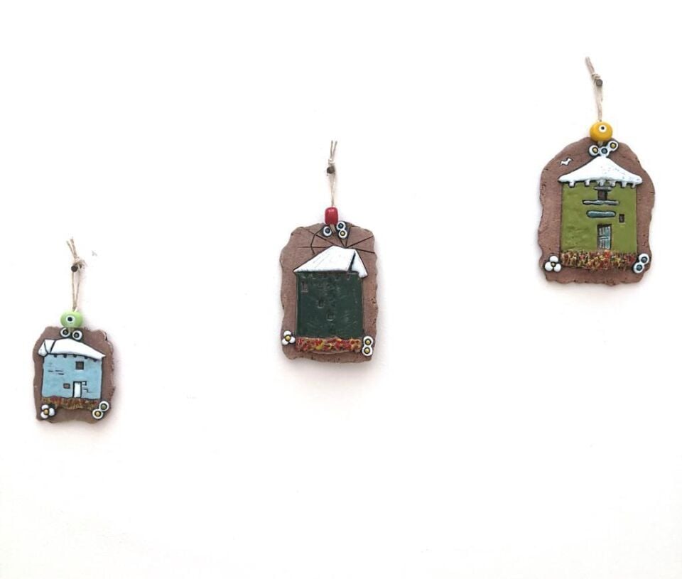 Özel Tasarım Seramik Üçlü Değirmen Dekoratif Duvar Süsü