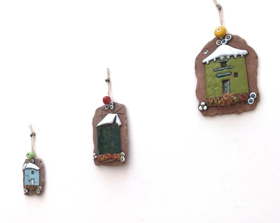 Özel Tasarım Seramik Üçlü Değirmen Dekoratif Duvar Süsü