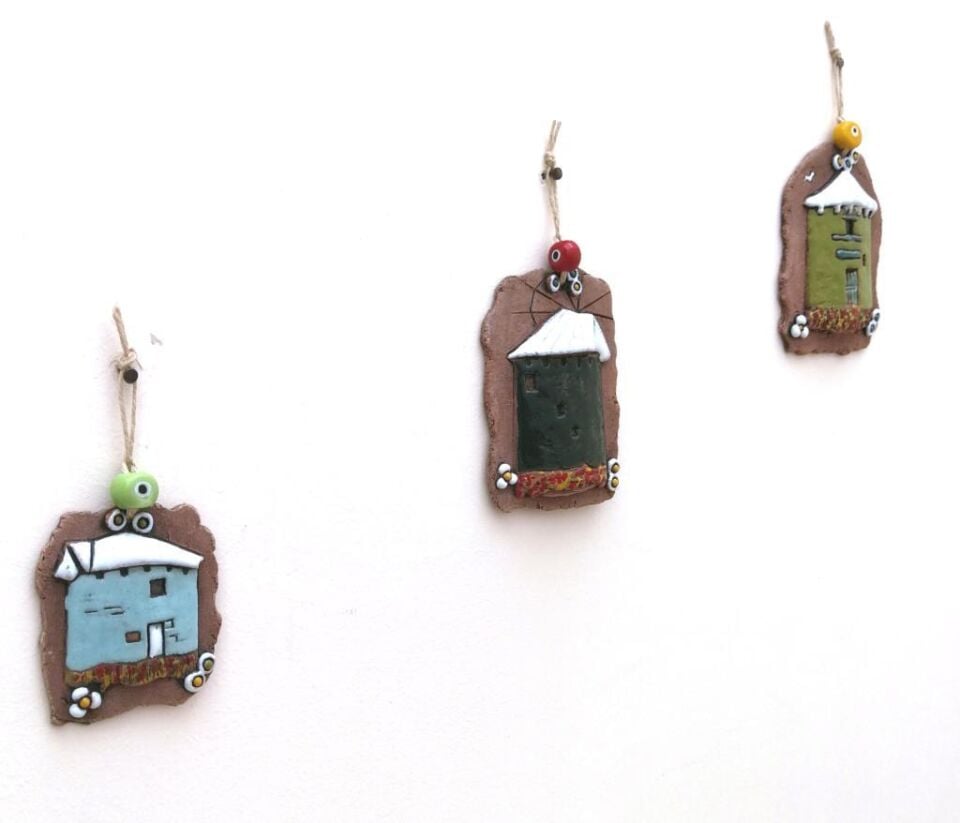 Özel Tasarım Seramik Üçlü Değirmen Dekoratif Duvar Süsü