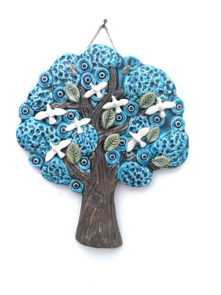Seramik Martılı Ağaç Dekoratif Duvar Süsü