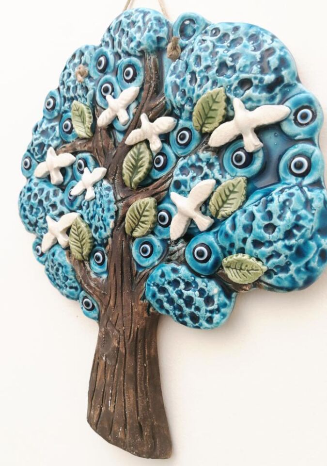 Seramik Martılı Ağaç Dekoratif Duvar Süsü