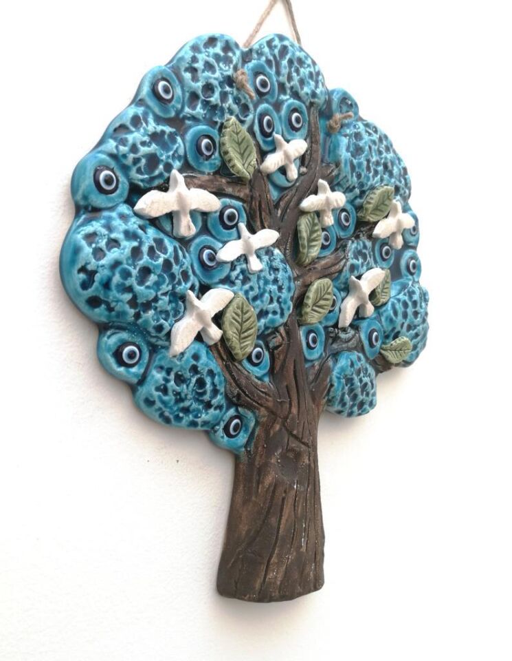 Seramik Martılı Ağaç Dekoratif Duvar Süsü