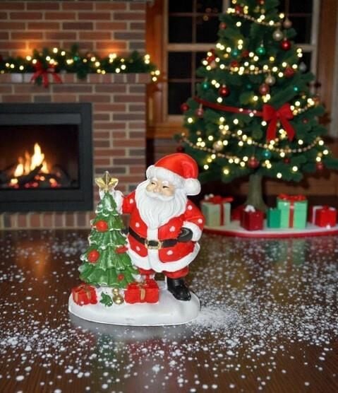 Dekoratif Mini Noel Baba ve Yılbaşı Ağacı Figürlü Biblo Noel Süsü Yılbaşı Masaüstü Dekorasyon