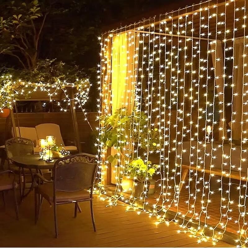 3x2 Metre 8 Fonksiyonlu Animasyonlu Perde LED Işık Kalın Telli Saçak LED Işık 240 LED Yılbaşı Işık Saçak Süsleme