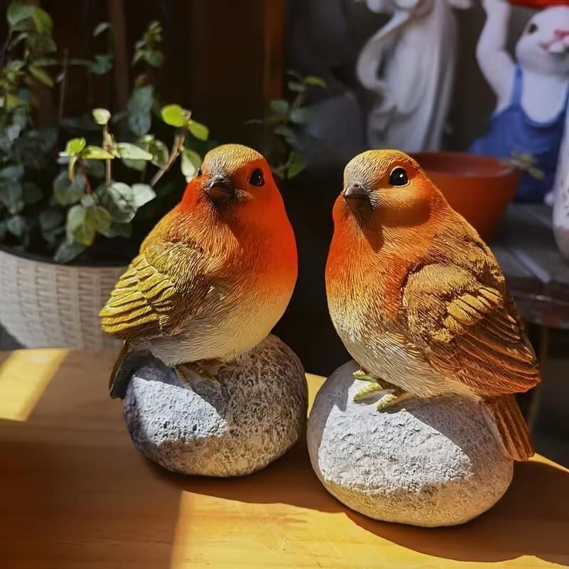 Dekoratif El Yapımı İkili Taş Üstünde Serçe Biblo Ev Dekorasyon Masa Dekoru Hediyelik Biblo