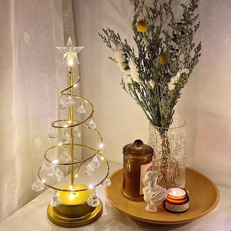 Işıklı ve kristalli Yılbaşı Ağaç Dekoru Noel Ev Bahçe Dekorasyon