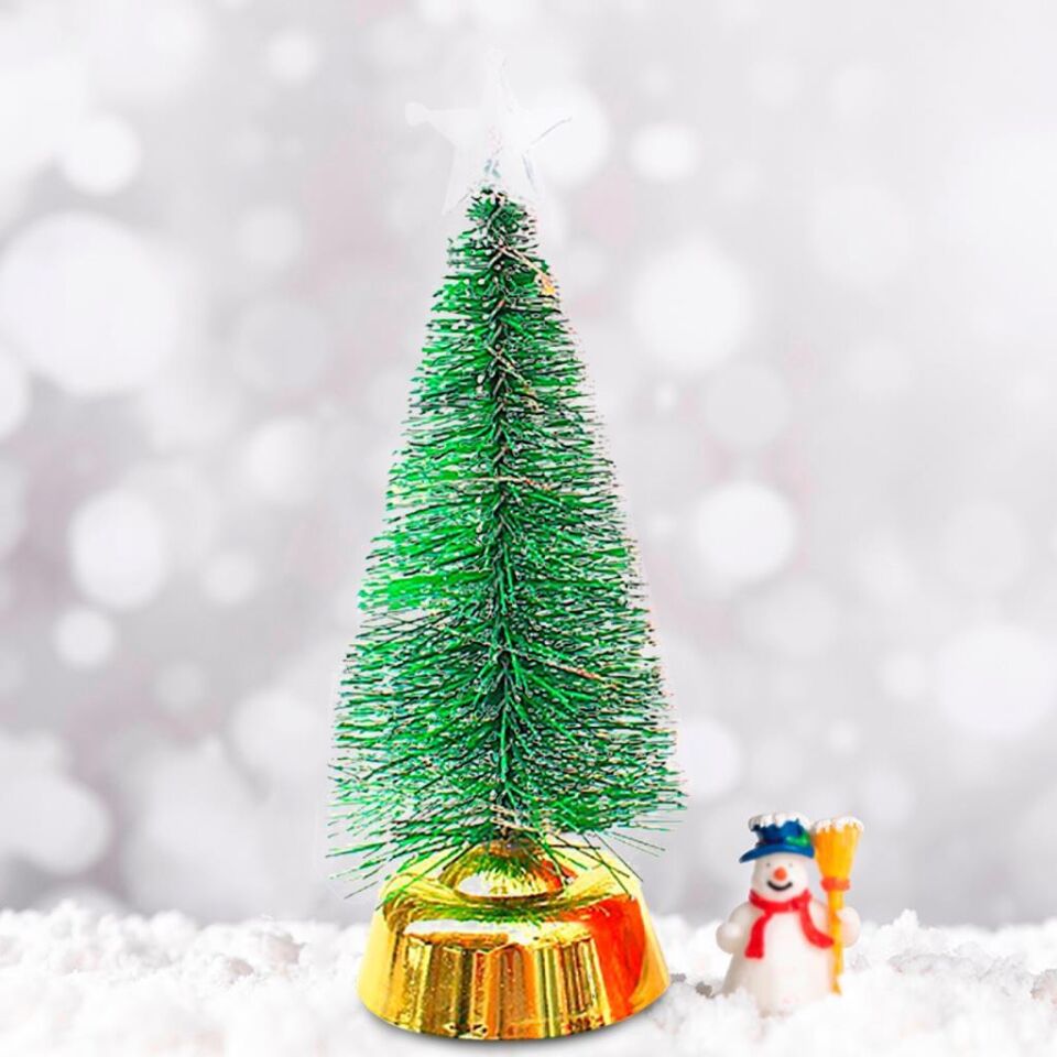 Mini Çam Yılbaşı Ağacı Işıklı Yapay Masa Süslemeleri Plastik Minyatür Ağaç Yeni Yıl Süslemeleri