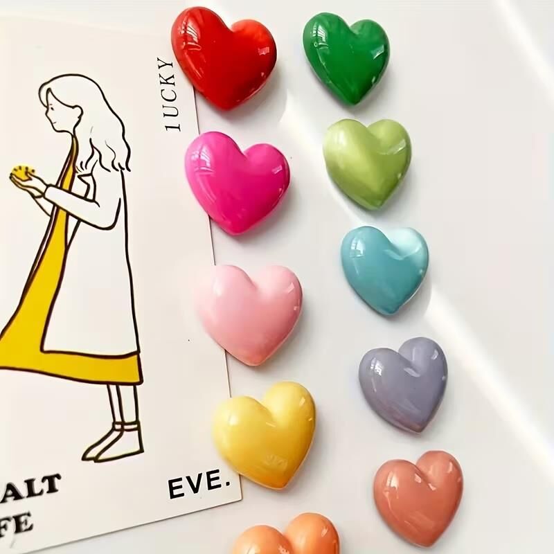 Dekoratif 10 Adet Güçlü Kalp Şeklinde Buzdolabı Magneti Fotoğraflar, Notlar için Dekoratif Buzdolabı Magnetleri