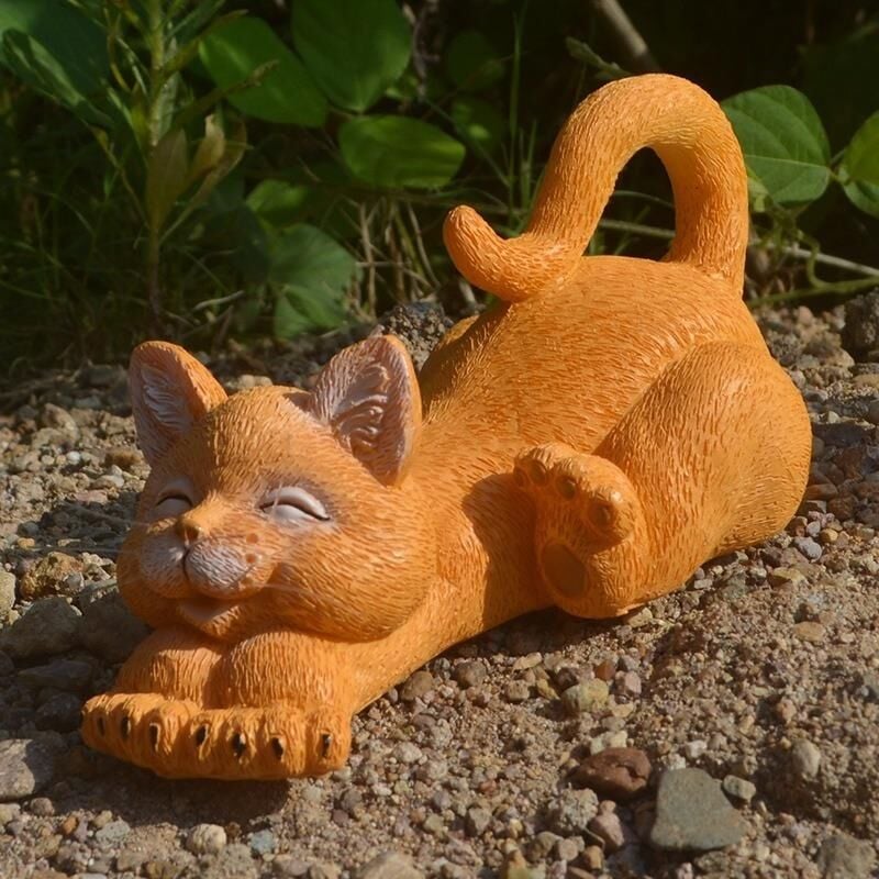 Dekoratif Sevimli Mutlu Kedi Biblo Kedi Heykeli Ev Dekoru