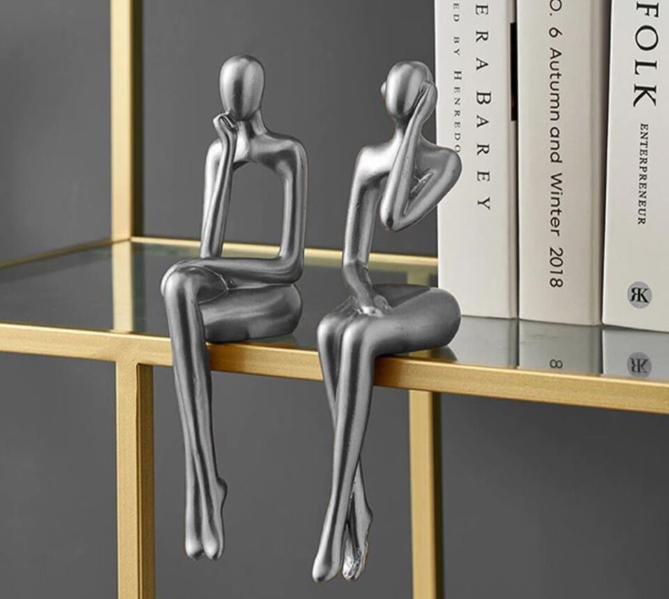 İskandinav Tarz Dekoratif 2 Adet Soyut Düşünen Heykel Biblo Ev Dekorasyon Raf Dekoru Oturma Odası Aksesuar Müzik Düşünen